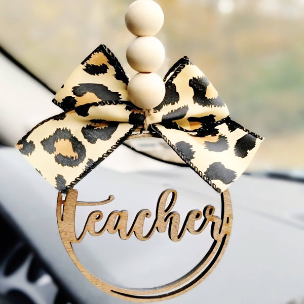 Teacher Car Charm Ornament Bag Charm Back to School: Cow Print