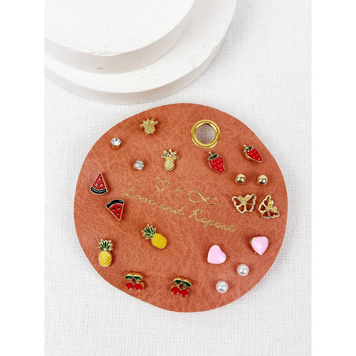 Everyday Fruity Minimal Earrings: GOLD 10 pairs