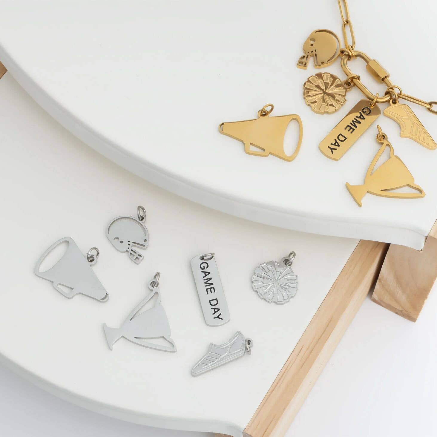 18K Gold PVD Stainless Steel Megaphone Charm: Gold