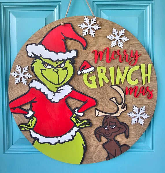 DIY Grinch and Max Door Hanger