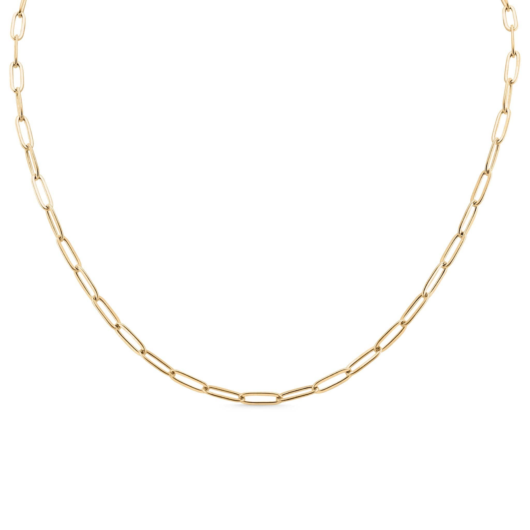 18K Gold Paperclip Chain Necklace: 18+02" / 2.5mm