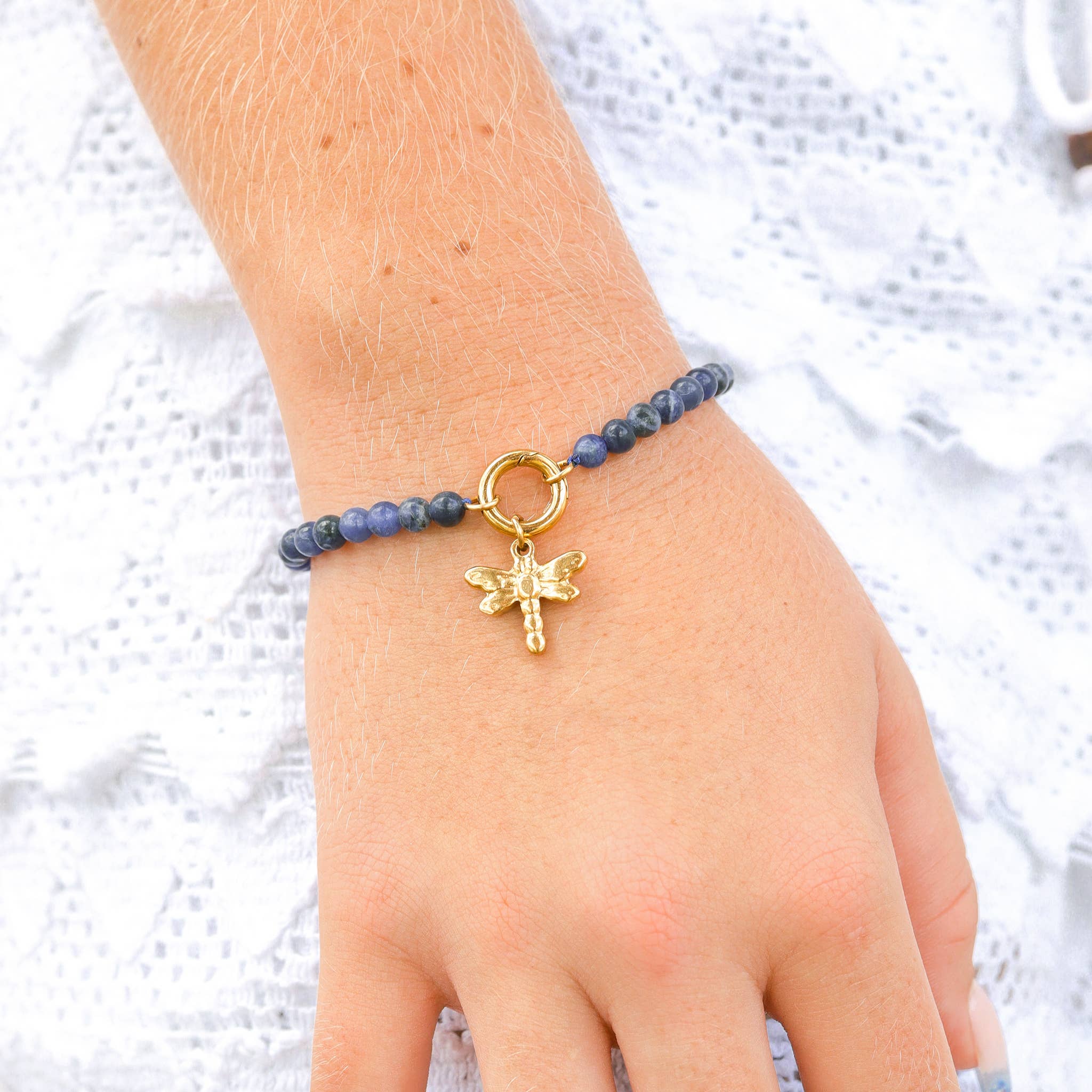 18K Gold PVD Stainless Steel Dragonfly Charm: Stainless