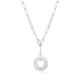 18K Gold PVD Stainless Steel Sunburst Heart Paperclip Pendant Necklace / CHN9969: Gold