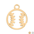 18K Gold PVD Stainless Steel Baseball Charm: Gold