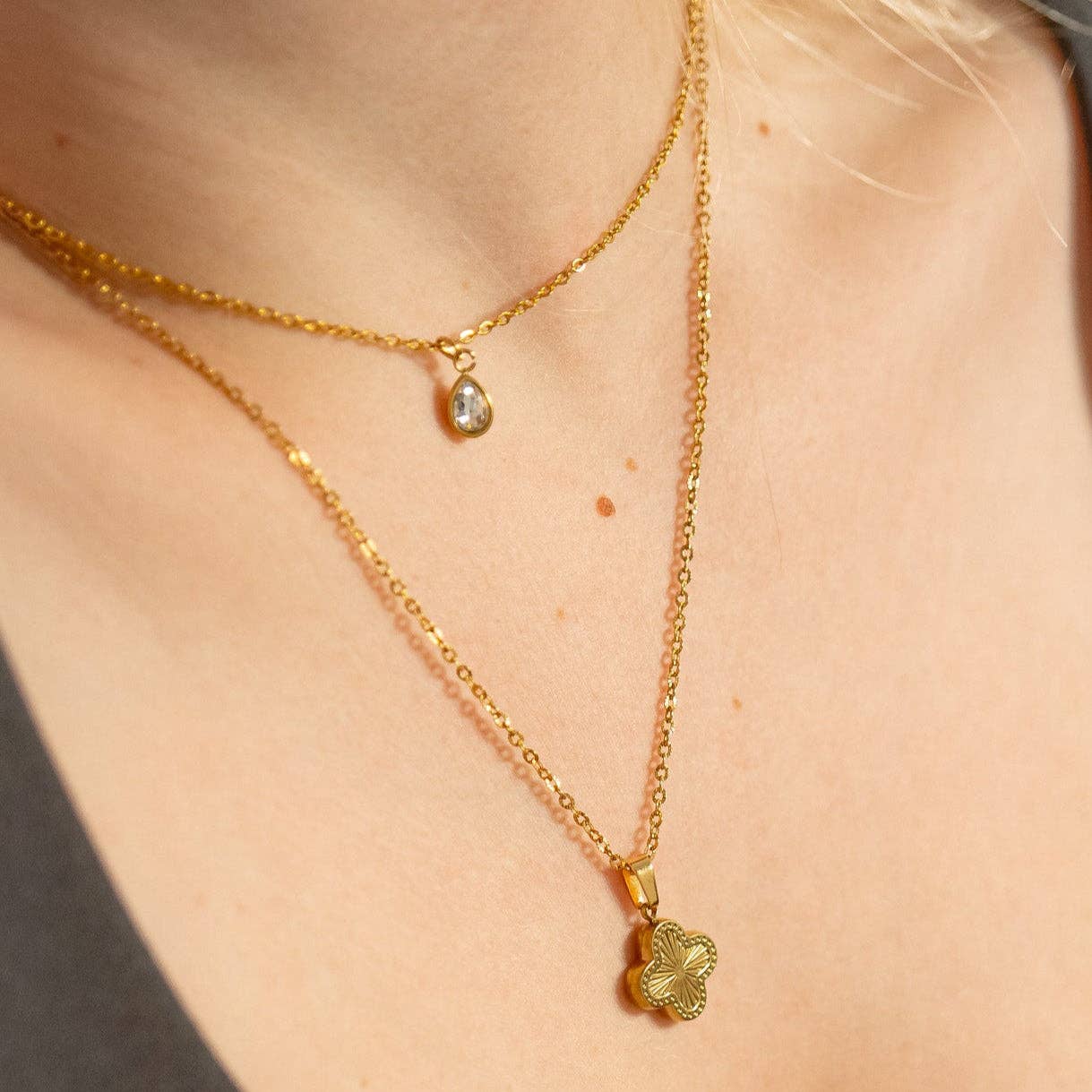 18K Gold PVD Teardrop Birthstone Charm: January