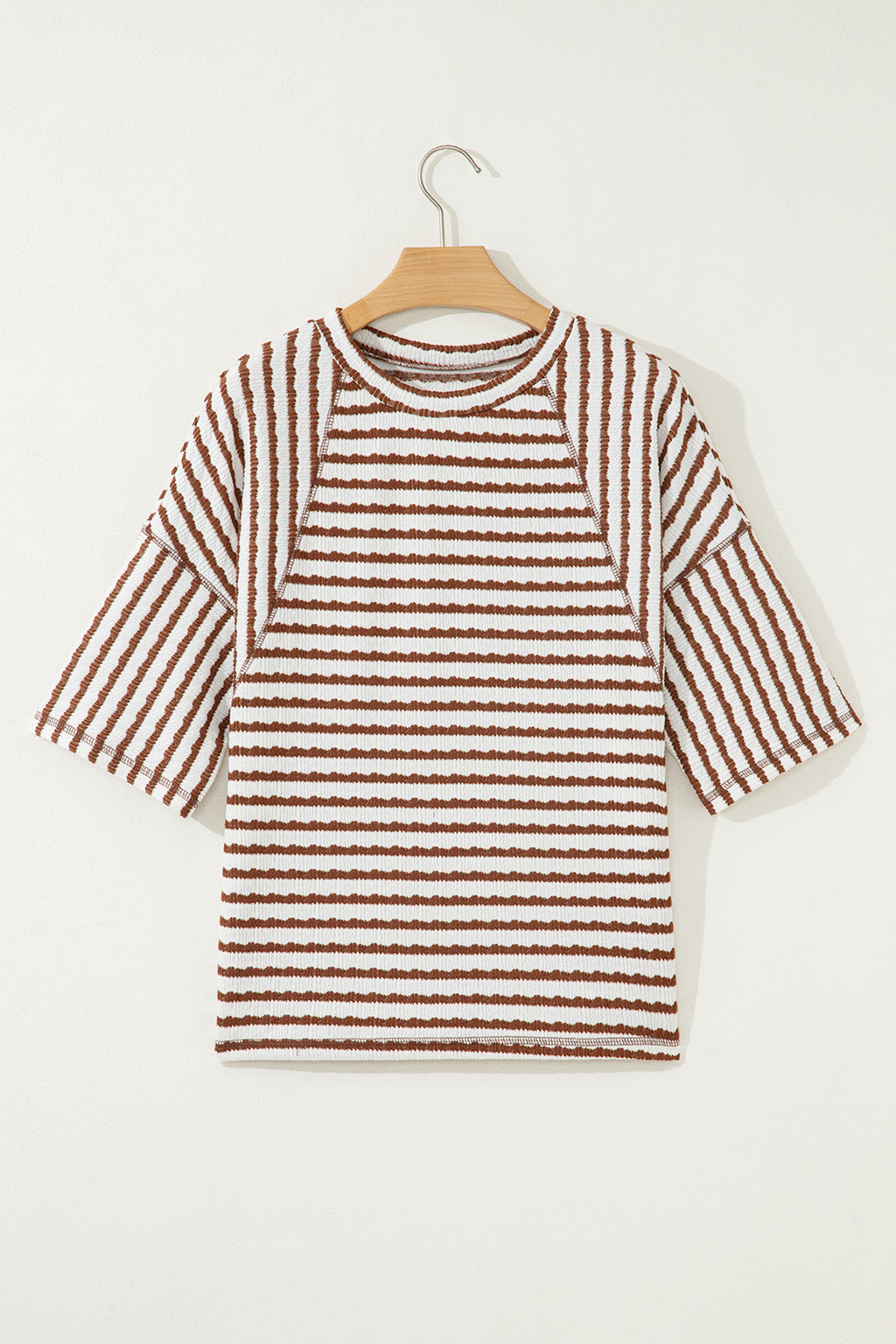 Brown Stripe Textured Knit Top