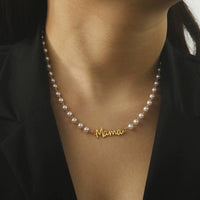 18K STAINLESS STEEL TARNISH FREE MAMA NECKLACE | 40NK9454: Gold