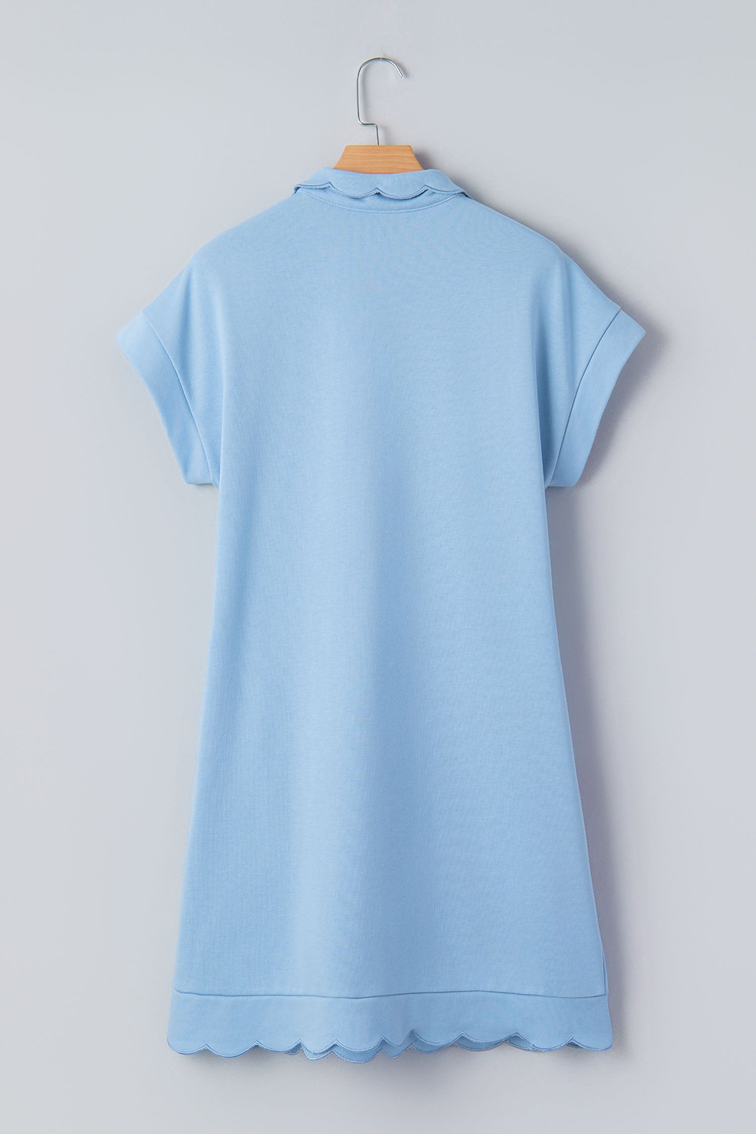 Beau Blue Plus Size Solid Scalloped Hem Mini Dress