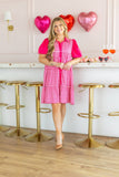Pink Gingham Button-Up Dress: Pink / 3XL