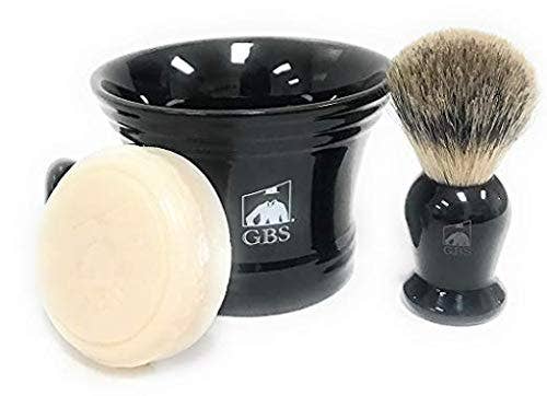 GBS 3 Piece  Mug, brush and Shaving soap Set: Ivory