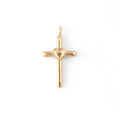 18K Gold PVD Stainless Steel Cross with Heart Charm: Gold