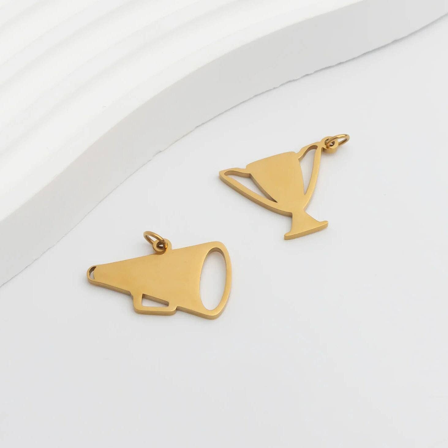 18K Gold PVD Stainless Steel Megaphone Charm: Gold