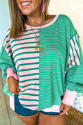 Green Stripe Plus Size Sweatshirt