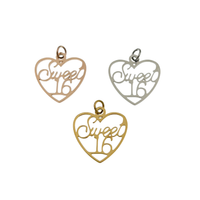 18k Gold PVD Coated Stainless Steel "Sweet 16" Charm