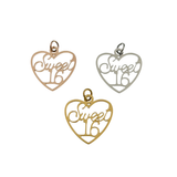 18k Gold PVD Coated Stainless Steel "Sweet 16" Charm