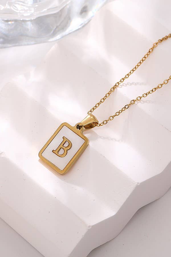 MOP  INITIAL STAINLESS STEEL TARNISH FREE NECKLACE | 40NK314: C