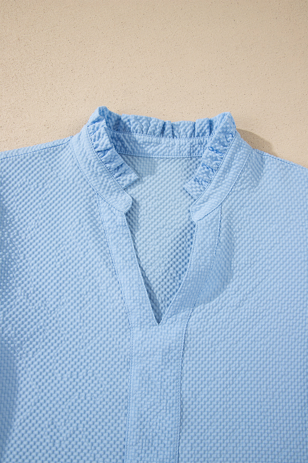 Beau Blue Flower Embroidered Puff Sleeve Blouse
