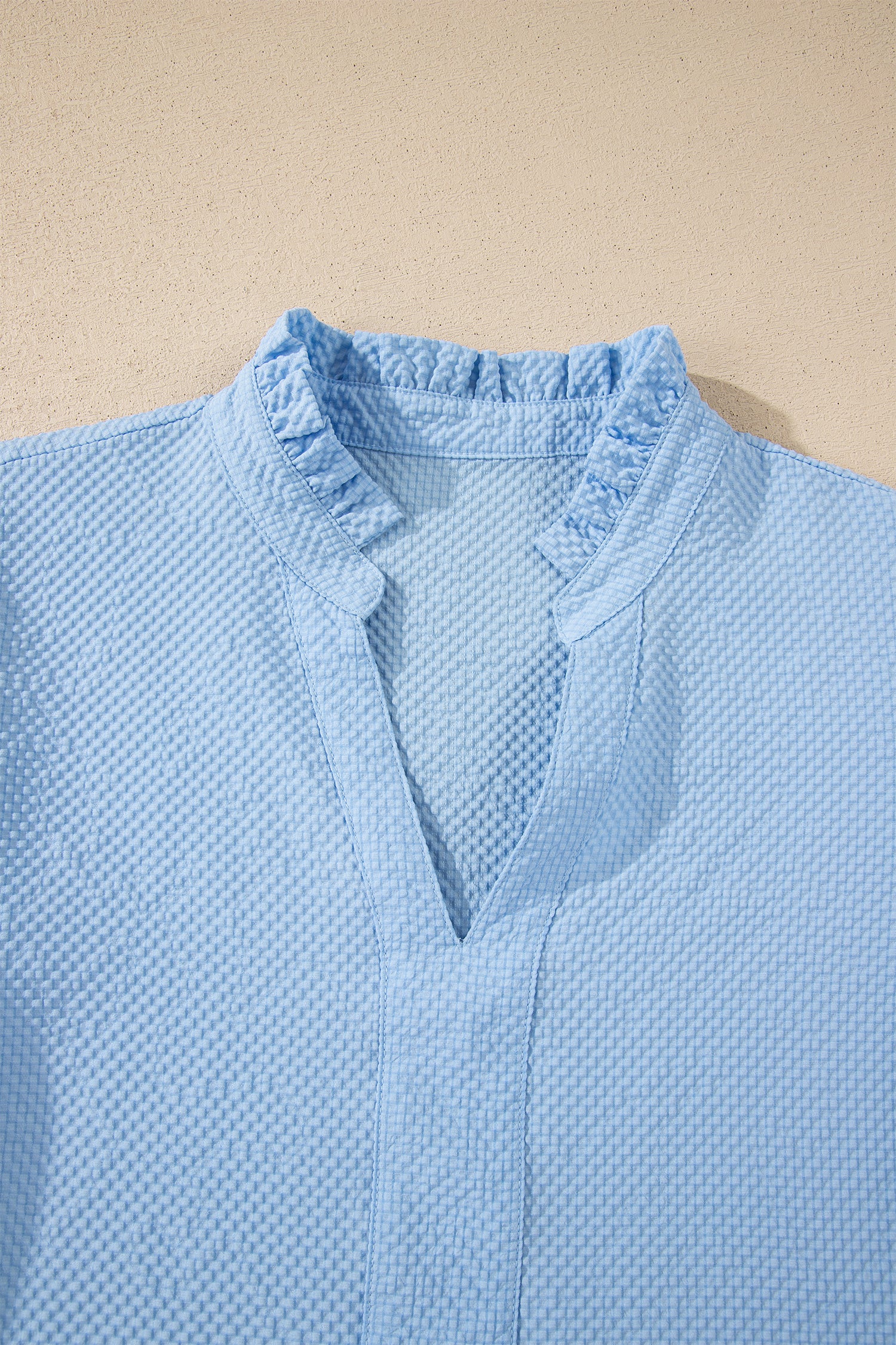 Beau Blue Flower Embroidered Puff Sleeve Blouse