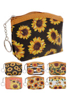 Sunflower Zippered Vegan PU Leather Coin Purse