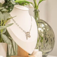 18K PVD Gold Carabiner "Faith" Paperclip Charm Necklace: Gold