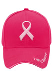 Breast Cancer Awareness Ribbon Baseball Cap: White