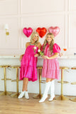 Pink Gingham Button-Up Dress: Pink / M