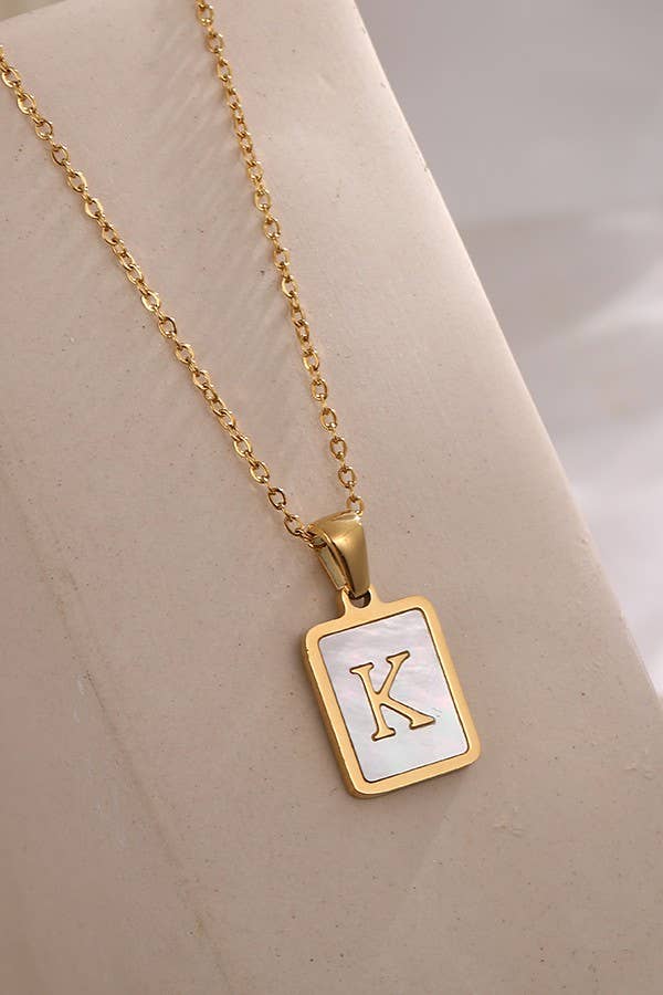 MOP  INITIAL STAINLESS STEEL TARNISH FREE NECKLACE | 40NK314: C