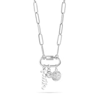 18K PVD Gold Carabiner "Faith" Paperclip Charm Necklace: Gold