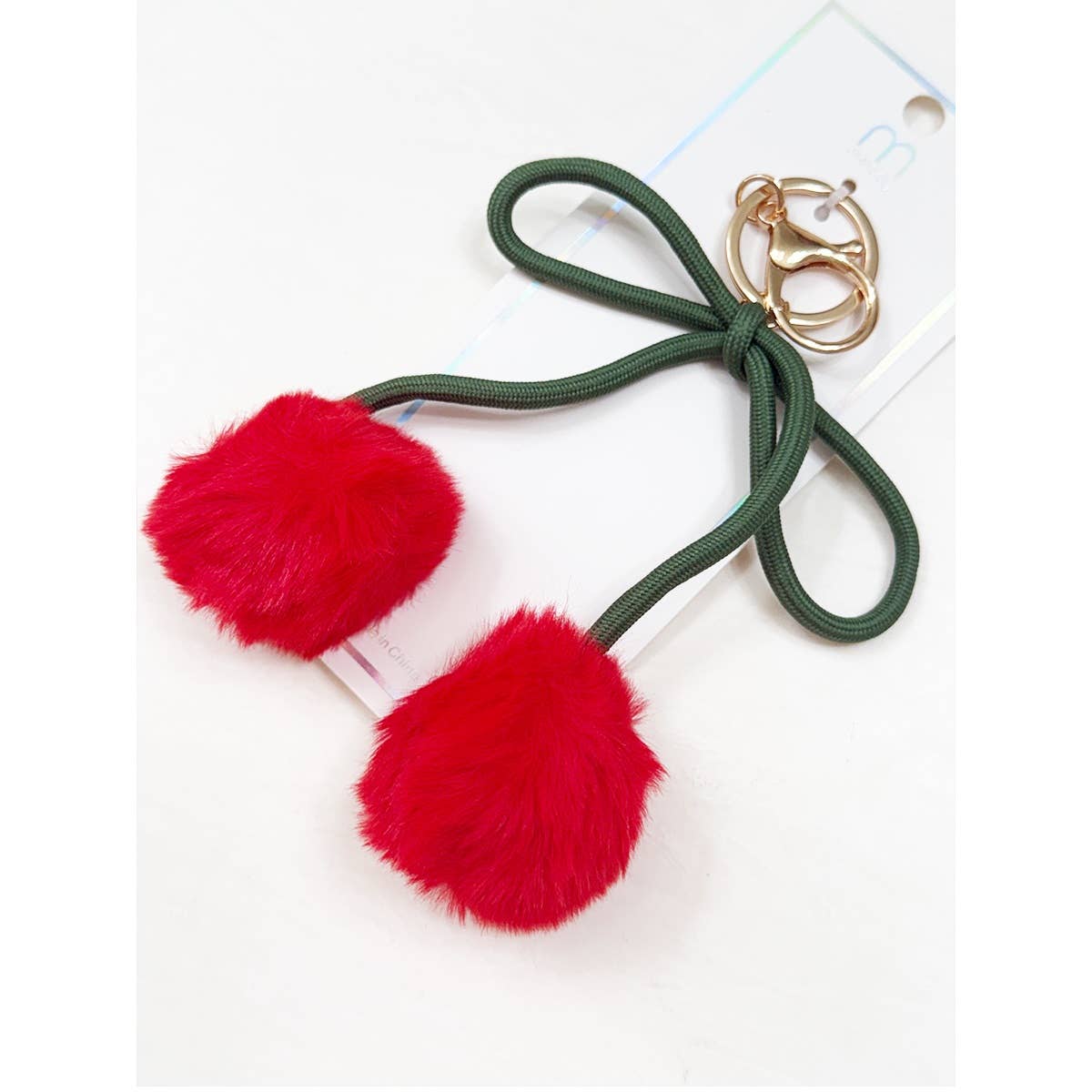 Jumbo Cherry PomPom KeyChain: RED / ONE(6)