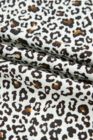 Khaki Plus Size Button V Neck Leopard Print Puff Sleeve Loose Mini Dress
