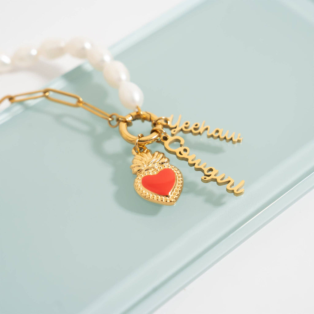 18K Gold Stainless Steel Cowgirl Charm: Gold