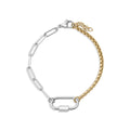 Mixed Metal Split Chain Paperclip Carabiner Bracelet: Mixed Metal