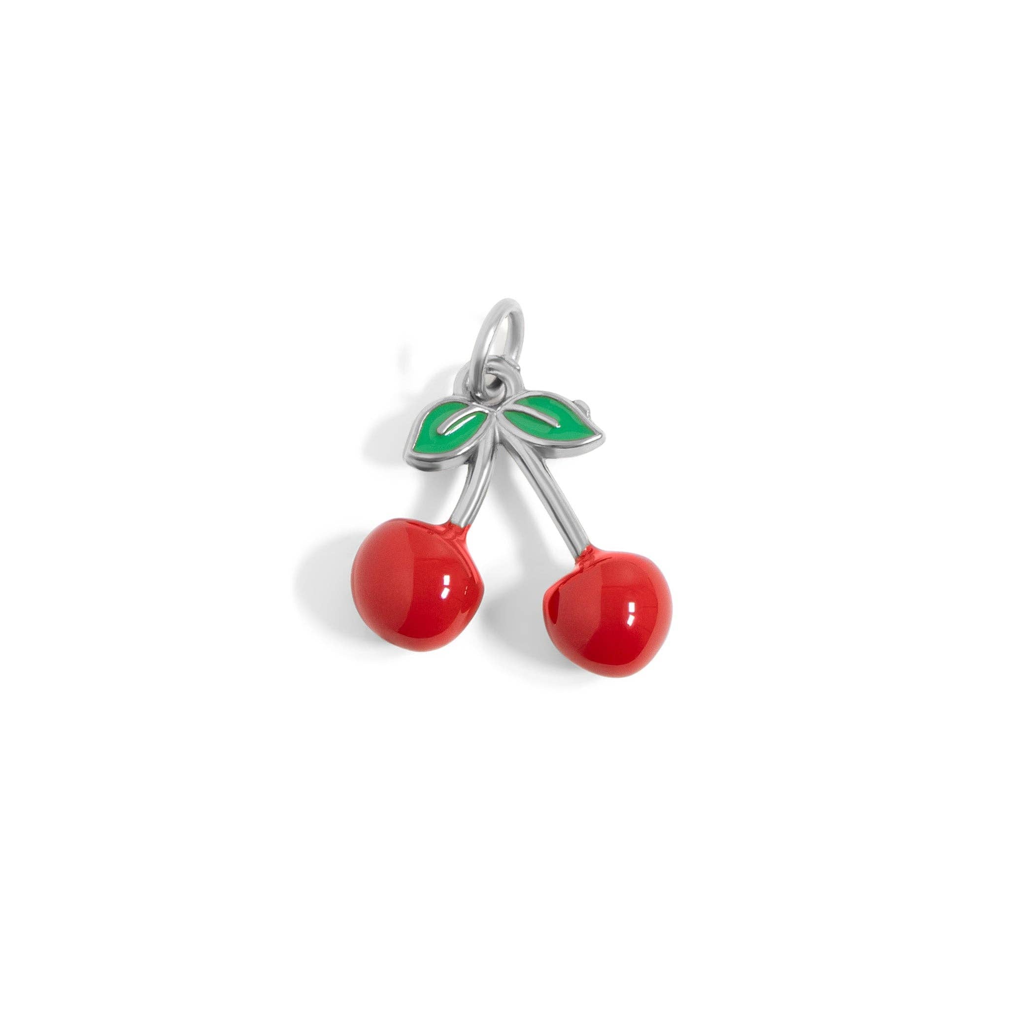 18K Gold PVD Stainless Steel Red Cherry Fruit Charm: Gold