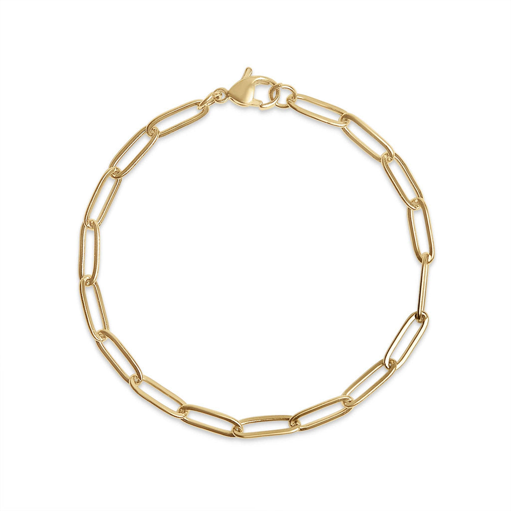 Stainless Steel Paperclip Chain Bracelet: Stainless / 7" Silver Color