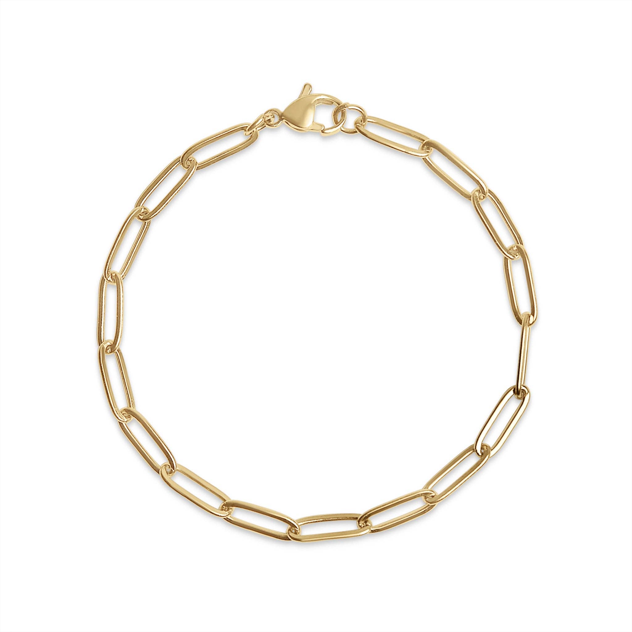 Stainless Steel Paperclip Chain Bracelet: Stainless / 7" Silver Color