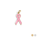 Breast Cancer Awareness Pink Ribbon Charm: Gold