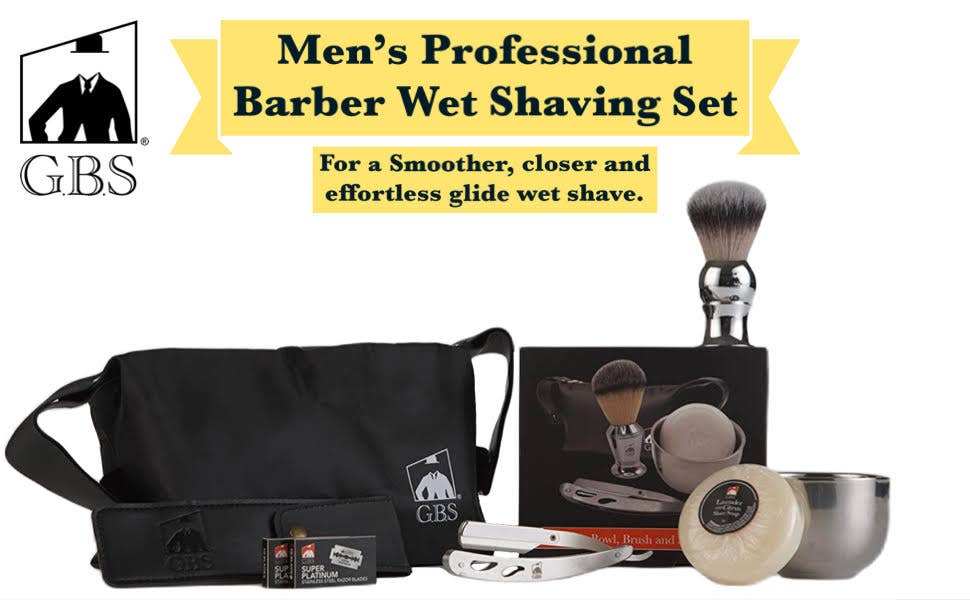 G.B.S Men's Professional Barber Wet Shaving Set- Interchange
