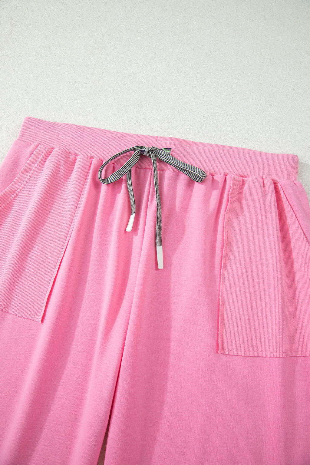 Sugar Solid V-Neck Tee and Drawstring Plus Size Pants Set