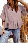 Sepia Rose Ruffled Loose Blouse