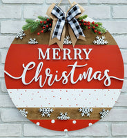 DIY Classic Merry Christmas Door Hanger
