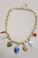 STAINLESS STEEL TARNISH FREE CHARM NECKLACE | 40NK373: GOLD