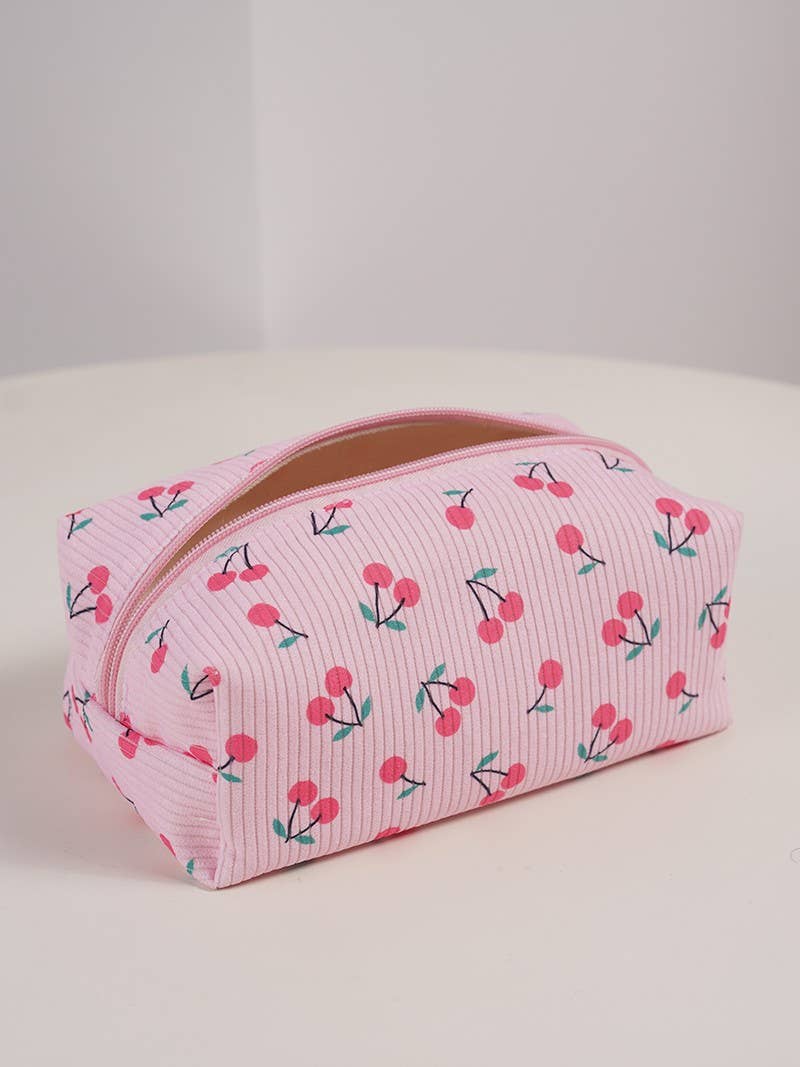 STRAWBERRY WESTERN BOW MAKEUP COSMETIC POUCH BAG | 40P544: RED STRAWBERRY