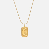 18K STAINLESS STEEL TARNISH FREE MOON NECKLACE | 40NK9446: Gold