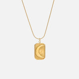 18K STAINLESS STEEL TARNISH FREE MOON NECKLACE | 40NK9446: Gold