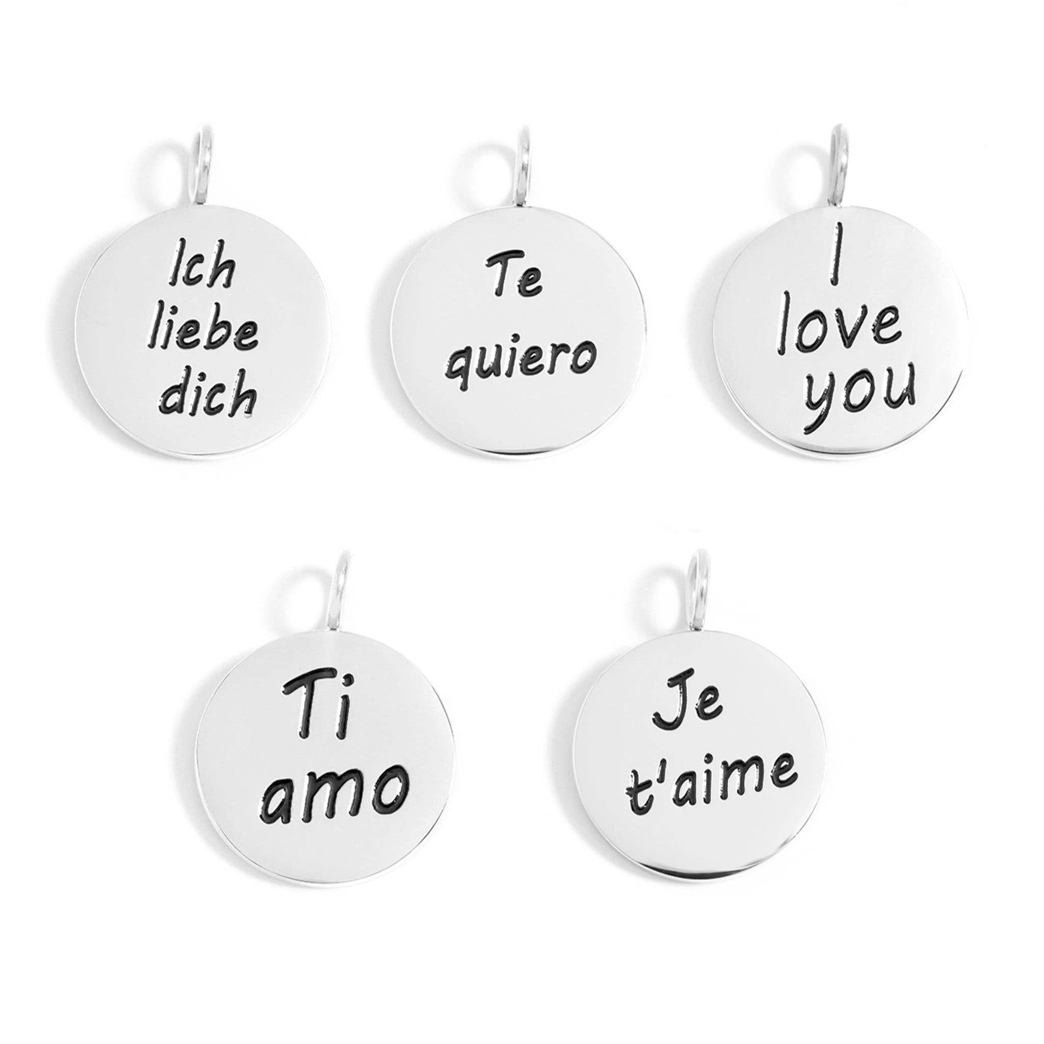 18K Gold PVD Stainless Steel I Love You Language Charm / PDL0260: Stainless / English