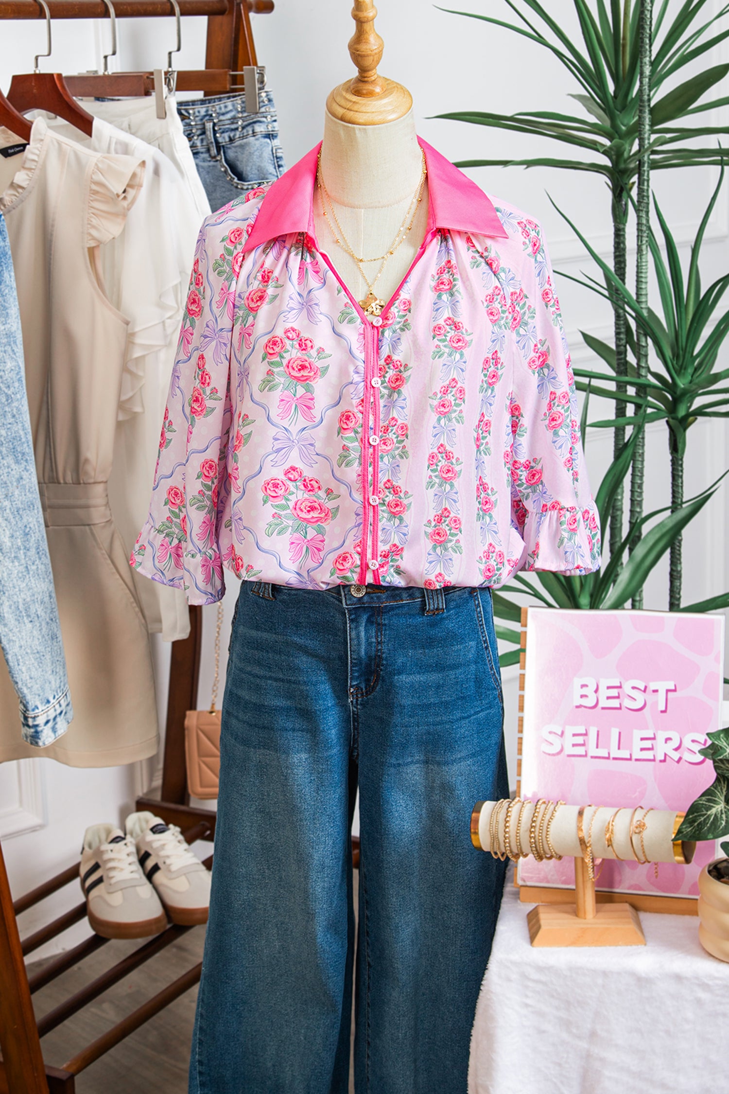 Floral Ruffled Half Sleeve Shirt