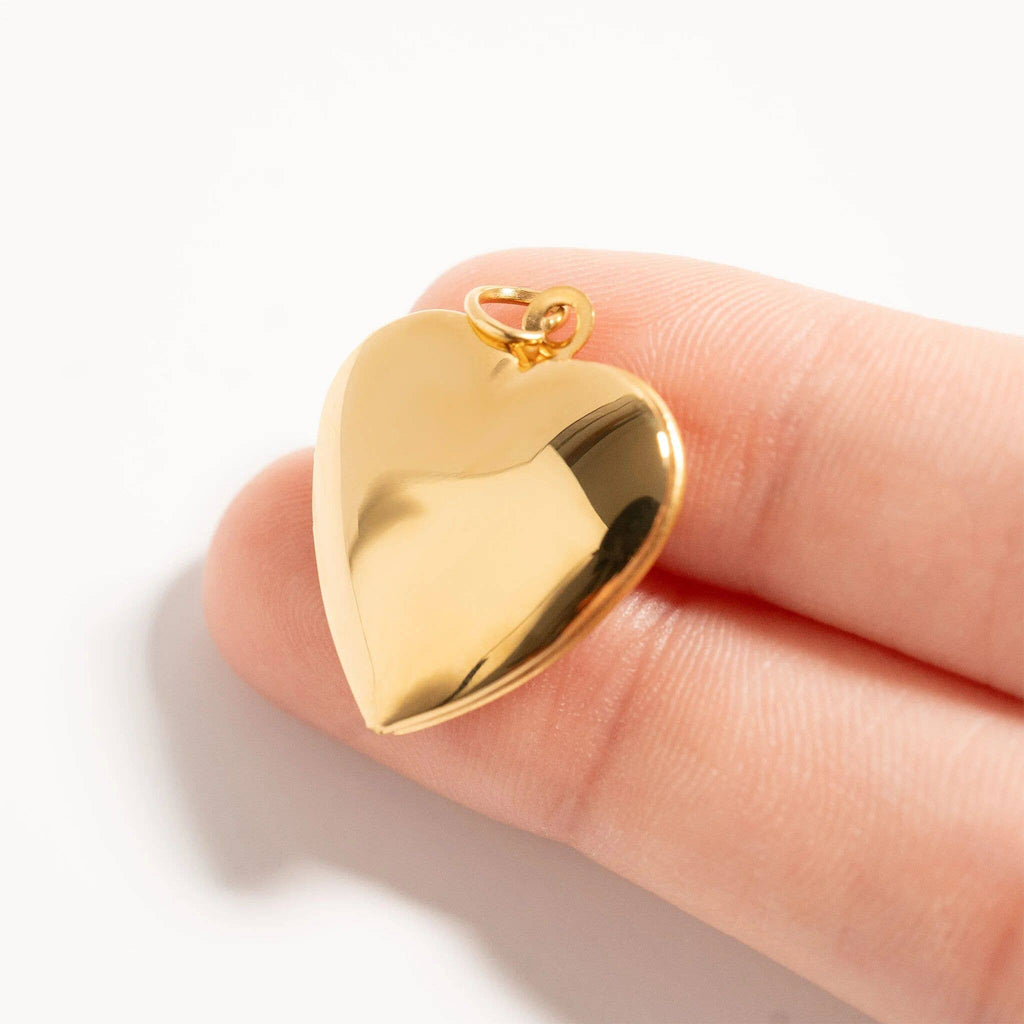 18K Gold PVD Stainless Steel Heart Locket / PDL0239: Gold