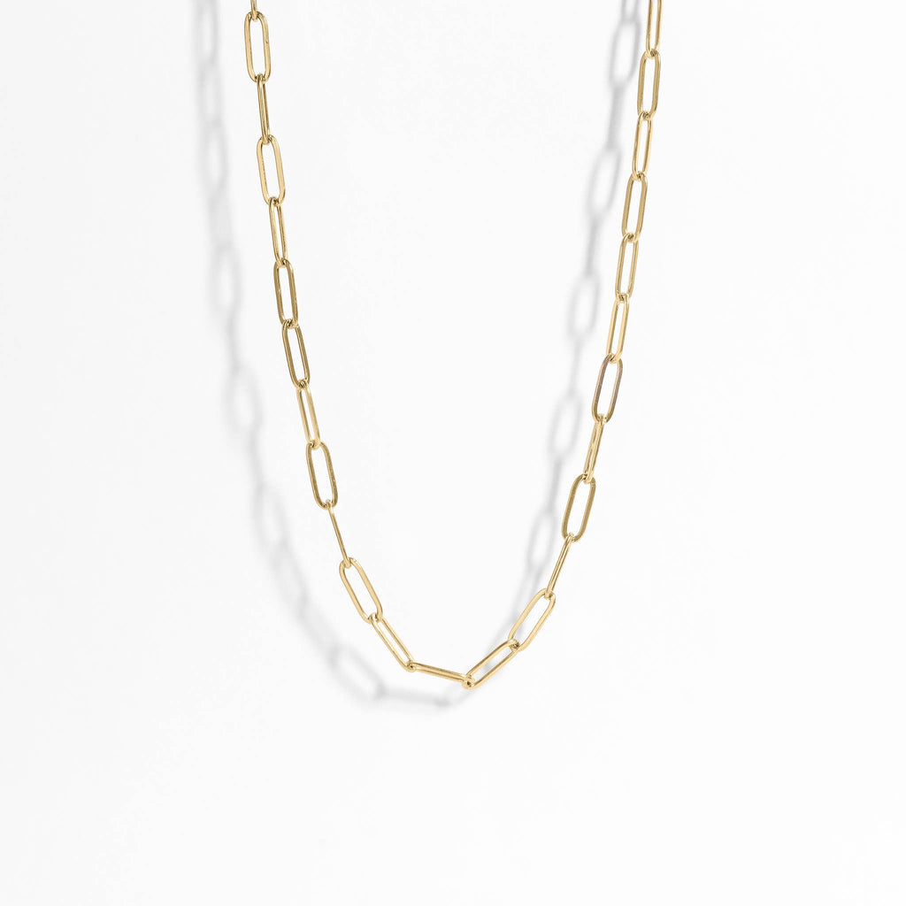 18K Gold Paperclip Chain Necklace: 18+02" / 2.5mm