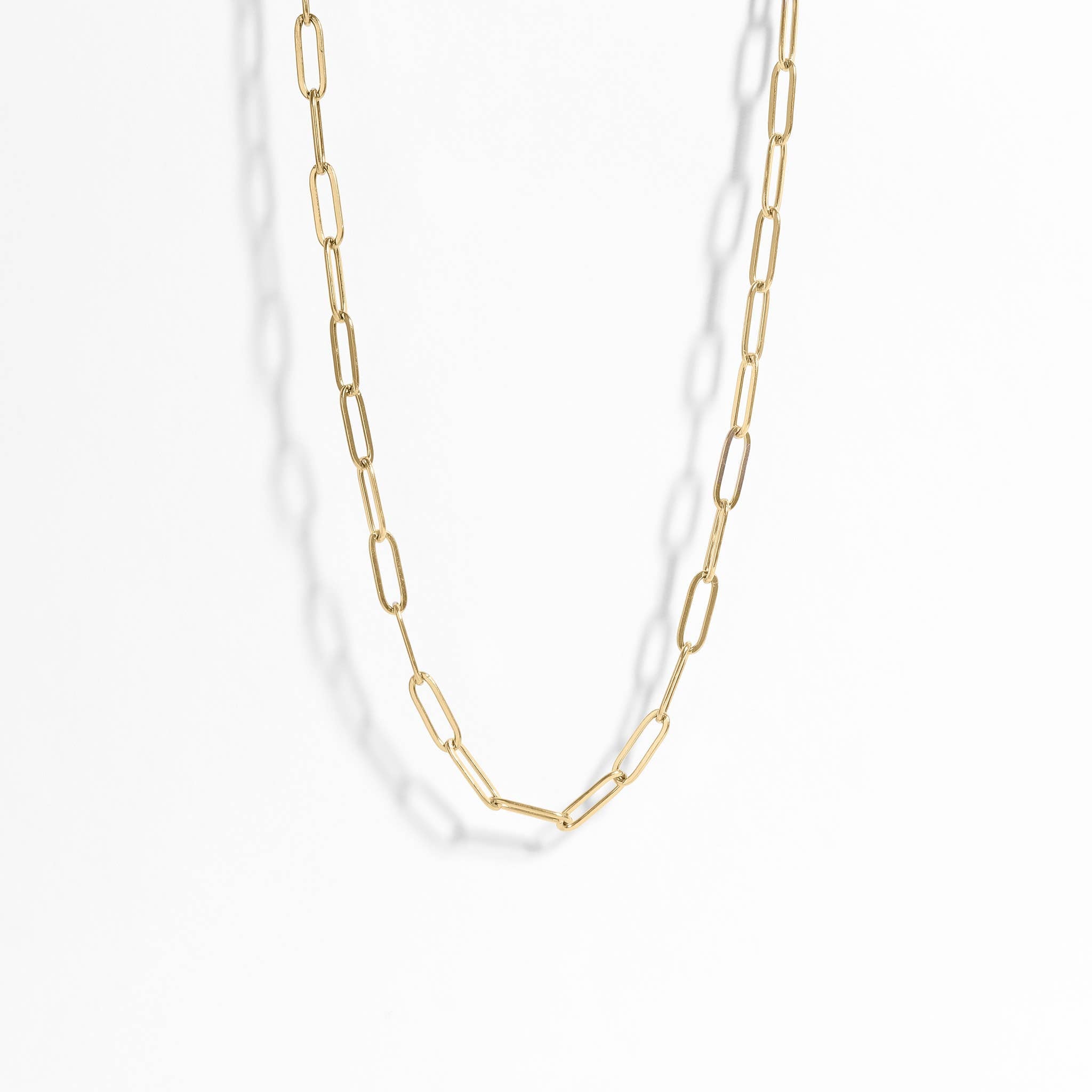 18K Gold Paperclip Chain Necklace: 18+02" / 2.5mm