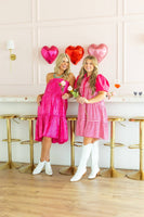 Pink Gingham Button-Up Dress: Pink / M